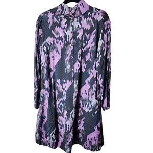MASAI COPENHAGEN Purple Gray Bubble Hem Button Down Lagenlook Dress SZ M